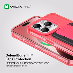 Amazing Thing Titan Pro Neon Mag maciņa apvalks 10FT IP156.7PTWPN Iphone 15 Pro Max rozā ar statīvu