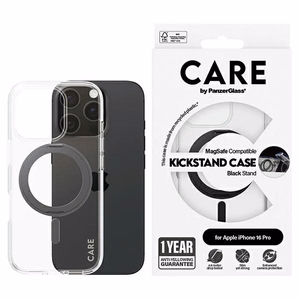 CARE by PanzerGlass Funkcionālais viedtālruņa apvalks ar statīvu iPhone 16 Pro 6.3" melns/melns Magnētiskais 1322
