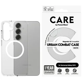 CARE by PanzerGlass Flagship Urban Combat White QI viedtālruņa apvalks Samsung Galaxy S25+ - caurspīdīgs