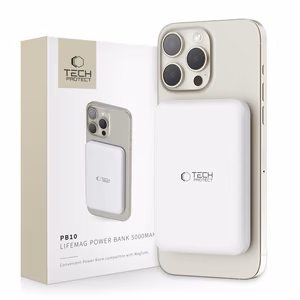 Tech-Protect LifeMag PB10 внешний аккумулятор с MagSafe 5000mAh 15W порт USB-C - белый + кабель USB-C