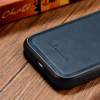 iCarer ādas Oil Wax viedtālruņa apvalks iPhone 14 Pro Max, ādas apvalks zils (WMI14220720-BU)