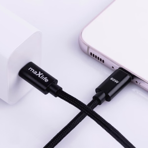 Maxlife MXUC-12 kabelis USB-C - USB-C 1,0 m 60W melns