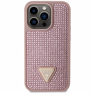 Guess GUHCP14LHDGTPP iPhone 14 Pro 6.1" rozā rozā Kietais vāciņš Rhinestone Triangle