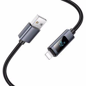 Cable USB A to Lightning Hoco 2,4A with display 1 m X112 black