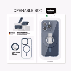 Amazing Thing Titan Pro Mag gredzena turētāja apvalks 10FT IP156.1PTRBU Iphone 15 Pro tumši zila