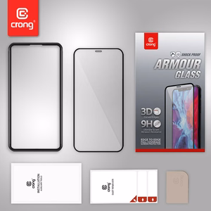 Crong 3D Armor Glass 9H rūdīta stikla ekrāna aizsargs iPhone 12 Mini ar antibakteriālu aizsardzību, ar uzstādīšanas rāmi