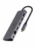 Gembird A-CM-COMBO5-05 USB Type-C 5-in-1 multi-port adapter (Hub + HDMI + PD + card reader + LAN)