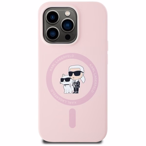 Karl Lagerfeld silikona Karl&Choupette Magnētiskais viedtālruņa apvalks iPhone 14 Pro Max - rozā