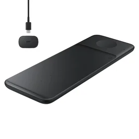 Samsung Trio EP-P6300TBEGEU 3in1 indukcijas lādētājs tālrunim / Galaxy Watch / Buds – melns + tīkla lādētājs + kabelis