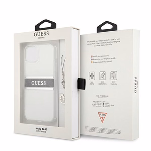 Guess GUHCP13SKB4GGR iPhone 13 mini 5.4" прозрачный жёсткий чехол 4G Gray Strap Charm