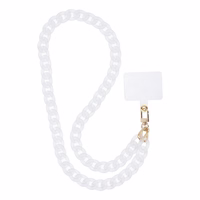 PANAMA LONG Telefonu kakla siksna ar piekari / garums 80 cm (cilpā 40 cm) / uz kakla - balta