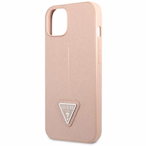 Guess GUHCP14MPSATLP iPhone 14 Plus 6.7 "rozā/rozā cietais apvalks SaffianoTriangle Logo