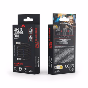 Maxlife MXUC-11 magnētiskais kabelis USB-C - Lightning 1,0 m 27W melns neilons