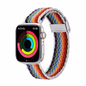 Dux Ducis siksniņa (Mixture II versija) Apple Watch SE siksniņa, 9, 8, 7, 6, 5, 4, 3, 2, 1 (41, 40, 38 mm) pīta josla gaišas svītras aproce