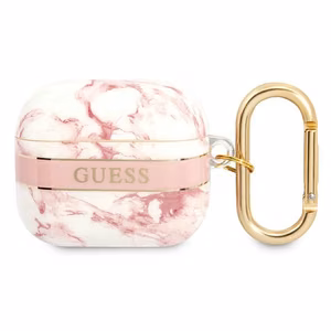 Guess GUA3HCHMAP AirPods 3 apvalks rozā/rozā Marmora Siksniņu kolekcija