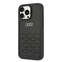 Audi Sintētiskās ādas iPhone 16 Pro Max 6.9" melns/melns cietais apvalks AU-TPUPCIP16PM-GT/D2-BK