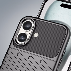Thunder viedtālruņa apvalks iPhone 16 Plus silikona apvalks - melns