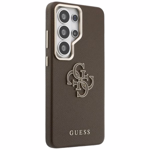 Guess maciņš Grained Big 4G Metal Logo priekš Samsung Galaxy S26 Ultra brūns