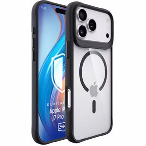 3mk Satīna bruņu Magnētiskais viedtālruņa apvalks iPhone 17 Pro Max - caurspīdīgs melns