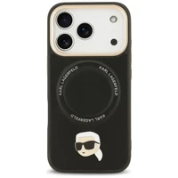 Karl Lagerfeld Big Strap Karl metāla logotipa Magnētiskais viedtālruņa apvalks iPhone 17 Pro - melns