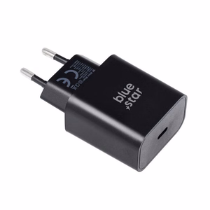 BLUE STAR ceļojumu lādētājs Type C + kabelis Type C uz Type C PD QC4.0 3A 25W TFB-TC-25WPD melns