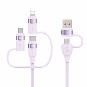 USAMS Kabelis U85 2xUSB-C/USB/Micro-USB/ Lightning 6w1 2m 100W PD Fast Charge violets SJ646USB02 (US-SJ646)