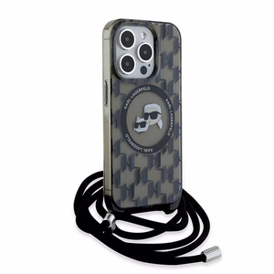 Karl Lagerfeld IML Crossbody Monogram Karl & Choupette Head Magnētiskais viedtālruņa apvalks iPhone 15 Pro - melns