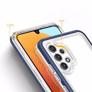 Caurspīdīgs 3in1 viedtālruņa apvalks Samsung Galaxy A32 5G rāmis gels zils