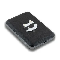 Karl Lagerfeld Magnētiskais indukcijas Portatīvais lādētājs KLPB5FPGKSCHHK 16W 5000mAh melna/melna Choupette Head Pin