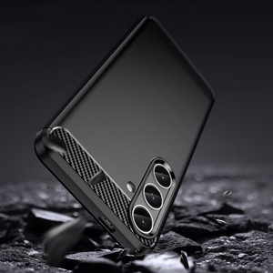Apvalks Carbon apvalks Samsung Galaxy S24+ elastīgs silikona oglekļa vāks - melns