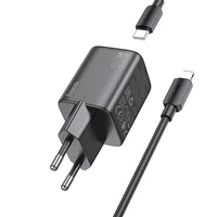 Lādētājs Hoco USB-C QC PD 20W + kabelis USB-C uz Lightning N40 melns