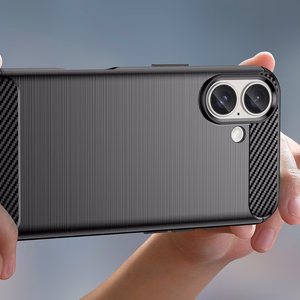 Carbon viedtālruņa apvalks iPhone 16 silikona apvalks - melns