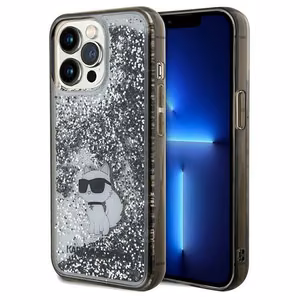 Karl Lagerfeld Liquid Glitter Choupette viedtālruņa apvalks iPhone 13 Pro Max - caurspīdīgs