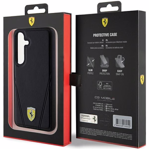 Ferrari Hot Stamp V Lines magnētiskais viedtālruņa apvalks Samsung Galaxy S24+ - melns