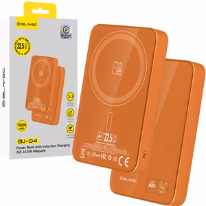 Blavec Power Bank 10000mAh BJ-04 Slim 13,5mm - Type C - 22,5W magnetic Magsafe 3 in 1 (PBBJ04-MC10O) orange glass