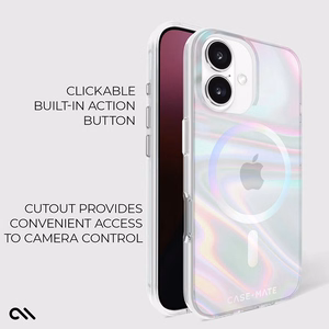 Case-Mate Soap Bubble MagSafe vāciņš ierīcei iPhone 16, zaigojošs