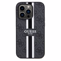 Guess 4G Printed Stripes Magnētiskais viedtālruņa apvalks iPhone 15 Pro Max - melna