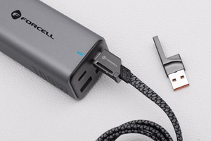 FORCELL F-ENERGY C241 4in1 kabelis Type C uz USB A uz Type C / Lightning QC PD 3A 60W 1 m hromēts