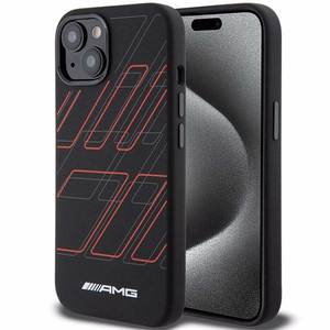 AMG silikona lielo rombu raksta magnētiskais viedtālruņa apvalks iPhone 15 Plus / 14 Plus - melns