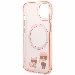 Karl Lagerfeld KLHMP14MHKCP iPhone 14 Plus 6.7 "cietais apvalks rozā / rozā Karls & Choupette Alumīnijs Magsafe