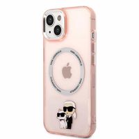 Karl Lagerfeld KLHMP14MHNKCIP iPhone 14 Plus 6.7" kietais apvalks rozā/rozā Ikonisks Karl&Choupette Magnētiskais