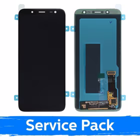 LCD Displejs Saderīgs ar Samsung J600 2018 J6 Melns (Service Pack)