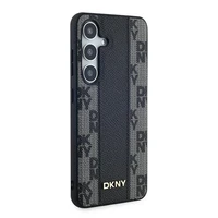 DKNY Ādas rūtainais magnētiskais apvalks Samsung Galaxy S24+ - melns