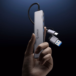 Orico YSB4-U2 USB-A/USB-C Hub dokstacija 2x USB-A 2.0 + 1x USB-A 3.0 + 1x USB-C 2.0 + 1x USB-C - pelēka