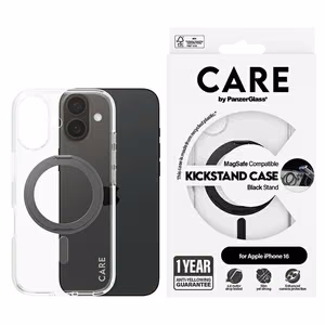 CARE by PanzerGlass Funkcionālais viedtālruņa apvalks ar statīvu iPhone 16 6.1" melns/melns Magnētiskais 1321