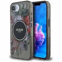 Guess IML Flowers magnētiskais viedtālruņa apvalks iPhone 16e - melns