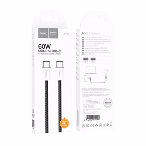 USB kabelis Hoco X104 60W USB-C uz USB-C 2.0m melns