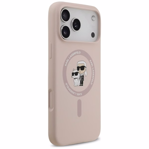 Karl Lagerfeld Silicone Karl&Choupette Ring MagSafe Case for iPhone 17 Pro Max - Pink