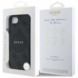 Guess 4G Circle Classic Logo Magnētiskais viedtālruņa apvalks iPhone 16e - melns