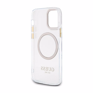 Guess GUHMP12MHTRMD Metal Outline vāciņš ierīcei iPhone 12 / 12 Pro 6.1", ar MagSafe, zelta krāsā